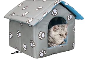 Vinnypet Katzenhaus Für Draußen Winterfest Wasserdicht Und Warm Faltbare Pet Tierheim Für Katzen Mit Abnehmbarem Kissen Für Streuner Haustiere 40x38x35cm