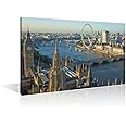 TISHIRON London England Skyline Bedroom Decor Big Ben Canvas Wall Art Thames River Wall Decorations for Living Room 1 Piece London England Wall Paintings Framed Ready to Hang (16''Wx 24''H)