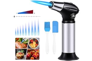 CAMONTI Küchenbrenne Flambierbrenner, Nachfüllbar Butan Gasbrenner mit Sicherheitsschloss für die Küche Home Creme Brulee Gebäck Desserts Camping (Butan Inbegriffen Nicht)