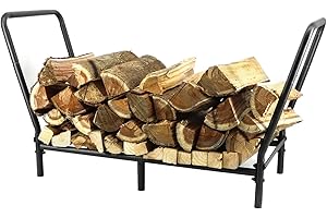 BiggerFire Firewood Rack, Log Holder Stand Firewood Rack Holder for Wood Storage, Steel Fire Wood Log Storage for Fireplace Indoor Outdoor（Black） 86 X46 X 33 cm