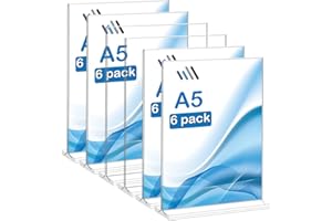 Accmuzzy 6 Stück Tisch Aufsteller A5,A5 Acryl-Schilderhalter,Acryl-Präsentationsständer,Prospektständer,A5 Display-Ständer,Schilderhalter für Tische,Menü,Poster