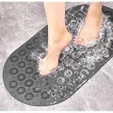YunHan Masajlı Kaydırmaz Banyo Paspası (Siyah, Gri, Oval)