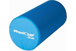 PHYSIQUE MANAGEMENT Physique Pro Foam Roller Blue Full Round (30cm x 15cm) - Back, Leg and Body Deep Tissue Muscle Massage - Gym and Exercise Roller for Trigger Point Self Massage and Muscle Tension Relief