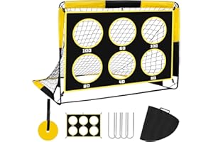 POFIBO Porta da calcio da giardino per bambini, 2 in 1, porta da calcio per bambini, con 6 aree bersaglio, porta da calcio, 4 picchetti per giardino, parco, spiaggia