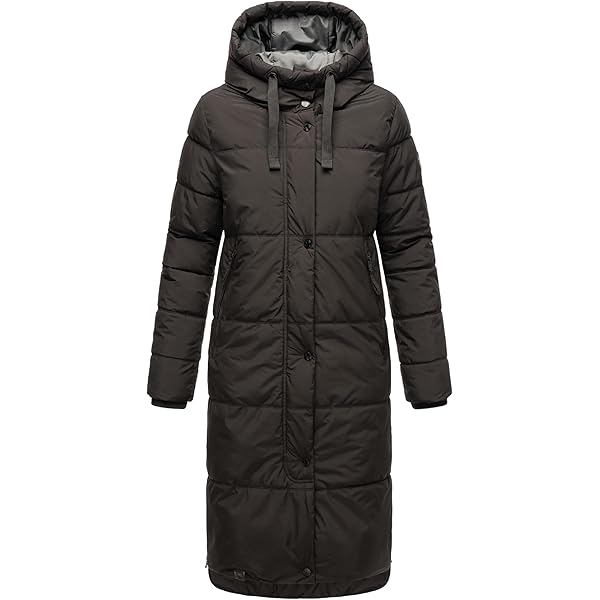 MARIKOO Dames lange overgangsjas jas met reflecterende details en tailletrekkoord Megumii 16 XS-6XL, olijfgroen, M