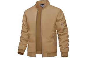 TACVASEN Herren Bomberjacke Leichte Übergangsjacke Fliegerjacke Frühling Sommer Blouson mit Reißverschlusstaschen