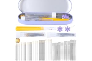 ENCHOL 73Pcs Sewing Needles Set, Assorted for Sewing, Large Eye Hand Needles, Embroidery with Needle Threaders Art Crafts Stitch Remover Thimble, Bottle