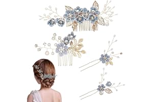 Aatpuss 4 Piezas Accesorios Nupciales, Vestir Tocados de Invitados a la Boda, Tocado de Novia, para Novias, Damas de Honor o Muchachas de las Flores, Simple y Generoso(Celeste)