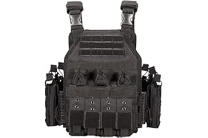keepdo YAKEDA PHANTOM Gilet Tactique, Veste Porte Plaque Molle Modular Tactical Vest, Plate Carrier Combat Militaire pour Airsoft Paintball CS, Activités Extérieures, Chasse, Pêche, Randonnée Noir