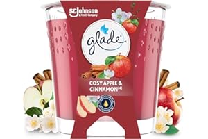 Glade Bougie Vegan Parfum Infusé Huiles Essentielles - Nouvelle Formule Sans Huile De Palme - Cosy Apple & Cinnamon - 1 Bougie