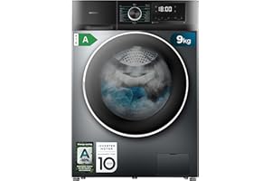 Cecotec Lavadora 9Kg Carga Frontal Bolero Dresscode 9500 Inverter Steel A. 1900W, 1400 rpm, Motor Inverter Plus, Bajo Consumo, 16 Programas, SteamMax, Delay Start, Acero