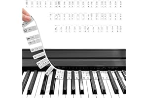 FHISKUNYU Etiquetas Teclado Piano Negro - Guía Aprendizaje Principiantes - 88 Teclas Silicona Reutilizable - Extraíbles Sin Pegamento & Impermeables​