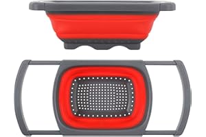 Itian Scolapasta Pieghevole in Silicone - con Una Manici Regolabili per Adattarsi a Tutti i Lavelli, Grande capacità e Retrattile