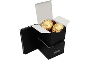 Kurtzy Boite Cadeau Noire (Lot de 50) - Boite Papier Kraft Noir L5 x l5 x H5 cm - Boite Carton Noire Emballage Cadeau Facile à Assembler pour Fêtes, Anniversaires, Mariages