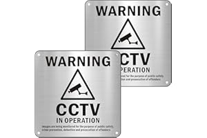 DRILBUR Data Compliant GDPR CCTV Sign Brushed Aluminium Self Adhesive in Operation 15x15cm Camera Metal Signs Outdoor Waterproof, UV Resistant, Durable Pack of 2