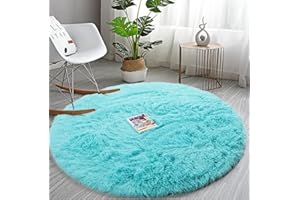 ZHXINYU XINYUKEJI,Tappeto Rotondo Tappeto Peloso, Morbido e Antiscivolo, a Pelo Lungo, per Salotto, tavolino Salotto Camera da Letto Computer, Sedia Super Morbido Antiscivolo(Blu Reale, 120x120cm)