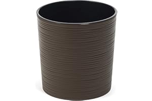 HAPPY FLOWER HappyFlower MultiProject | Blumentopf | Pflanzkübel | inkl. Einsatz | rund | Meißel-Optik | Übertöpfe (Braun, Durchmesser 30 cm/Höhe 30,5 cm)