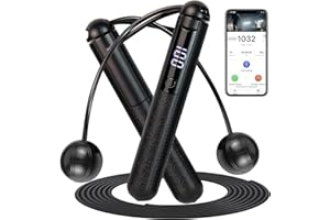 HUMBGO Skipping Rope Smart Jump with Counter - Weighted Skipping Ropes with APP Data Analysis Tangle-Free Adjustable Rope & Non-Slip Handle for Fitness,Jumping Rope,Gym,MMA,Women Men Adult