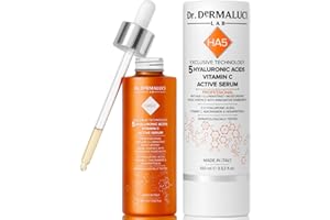 DR. DERMALUCI LAB Serum Facial Antiedad 5 Acidos Hialuronicos Vitamina C Niacinamida 100ML BIO |Hexapeptido Rosa Damascena |Iluminador Hidratante Suavizante |Reduccion de Poros Natural | Todo Tipo de Piel | Italia