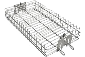 onlyfire 6042 in Acciaio Inox Piatto girarrosto Grill Basket Si Adatta a 12 mm e 10mm esagono, 10 mm Quadrati e 8mm aste a spiedo Quadrato per Qualsiasi griglia