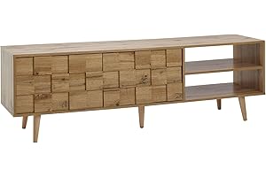 FineBuy drewno dębowe z niskim blatem dekor 160x51x40 cm Komoda RTV z dwojgiem drzwi | Zaprojektuj szafkę RTV wysoka | Szafka RTV Szafka RTV nowoczesna | Komoda TV salon