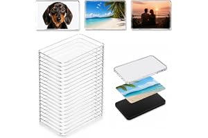 20 stycken rektangulära fotomagneter självdesignset, 7,5 x 5,5 cm, akrylkylskåpsmagneter, självutformade för gör-det-själv pysselarbeten, kök, kontor, skola, väggdekoration