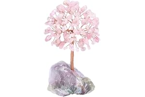 Jovivi Albero della Vita Sopramobile Decorazione in Cristallo Pietra Fengshui Ornamento Guarigione Meditazione Portafortuna Regalo-Quarzo Rosa