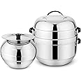 Prabha Stainless Steel Thermal Rice Cooker - Efficient 1Kg Capacity, Thermal Heating, Gas Stove Compatible, Serving Pot, 1-Year Warranty, 500 microliters