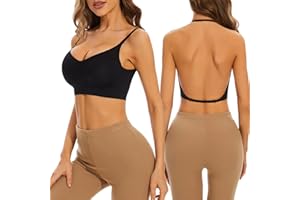 MeeQee Soutien Gorge Dos Nu pour Femme Push Up Invisible Soutien Gorge sans Dos Couture Sport Bretelles Convertibles Diverses Façons de Porter des