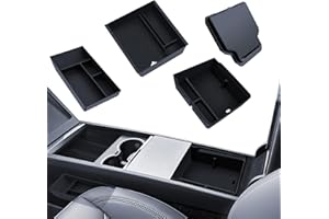 LANTU 4 accesorios para Tesla Model Y 2025 Juniper Organizador de consola central, bandeja organizadora de silicona, caja de almacenamiento para reposabrazos y caja oculta (flocado)