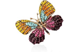 OFKPO Beatiful Women's Colorful Alloy Rhinestone Pin Butterfly Rhinestone Brooch Lady Girls Fashion Badge