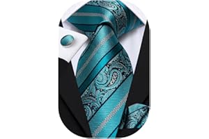 Hi-Tie Herren Krawatte Schwarz Paisley/Plaid/Streifen/Einfarbig Krawatten Set Einstecktuch Manschettenknöpfe Business Formal Hochzeit Meeting Geschenkbox in verschiedenen Farben
