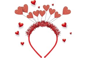 Xinnun Bandeau Coeur de Saint Valentin Bandeau de Coeur Cupidon Bandeau Femme à Paillettes d'Amour Rouge Bandeau à Paillettes Coeur Rouge pour Filles Décoration de Fête Mariage Vacance