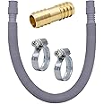 VARIOSAN Drain Hose Extension Set 14955 60-200 cm Extendible 3/4 Inch with Brass Hose Connector and Hose Clips for Washing Machine and Dishwasher