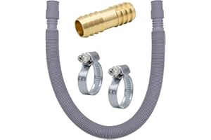 VARIOSAN Kit di prolunga per tubo di scarico 14955 60-200 cm allungabile 3/4" con raccordo per tubo in ottone e fascette per tubi per lavatrice e lavastoviglie