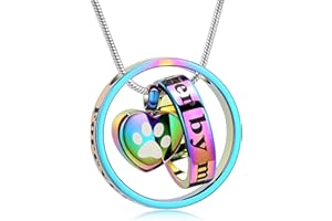 MEMORIAL JEWELRY Para siempre en mi corazón, no más a mi lado joyas de cremación para mascotas para cenizas de perro/gato Funeral Keepsake Urna collar de Paw Print Memorial Collar
