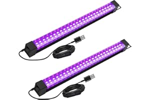 Tkdaksy 2 Pièces 10W LED Lumiere Noir e, Barre de Lumières UV, Neon Lumier e Noire, Barres de lumière Noire Portable, 5V Port USB 385-405 NM pour Halloween,Noël Soirée,Body Painting Peinture,DJ Disco