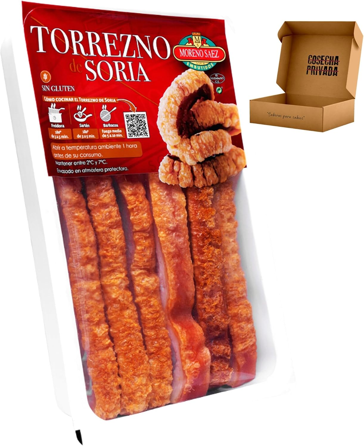 Torreznos de Soria Preparados - Envío 24 h - Listo para Freir -Panceta Semicurada y Adobada- Fácil de preparar. Medalla de Oro -Seleccionados por Cosecha Privada (1 x Pack 470g)