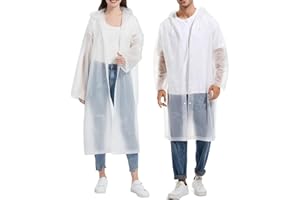 PECEHOM 2Pcs Rain Poncho Waterproof for Men Women,Portable Rain Coat,Reusable EVA Hooded Lightweight One-Size Ponchos,for Festivals Cycling Outdoors,Sports Events,Hiking,Camping