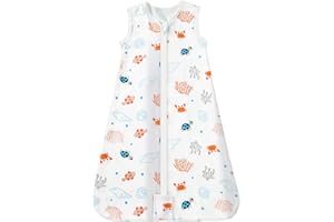 Mosebears Sacco a pelo estivo Sacco a pelo per bebè 0,5 Tog Sacco a pelo per bebè 100% cotone Sacco a pelo traspirante (Animale oceanico, XL (18-24 mesi))