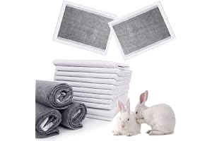 Azonee Rabbit Pee Pads, 100 Pcs Disposable Cage Liners All-Absorb Black Carbon Odor-Control Bunny Training Accessories with Super Absorbent Quick-Dry Surface for Guinea Hedgehog Small Animals