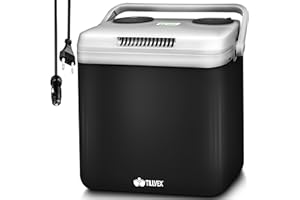 tillvex Glacière électrique 32 L | Mini réfrigérateur 230 V et 12 V pour Voiture, Voiture, Camping | refroidit et réchauffe | Mode ECO