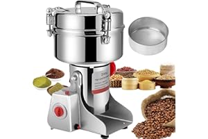 HOAPIN Getreidemühle für Getreide Elektrisch, Edelstahl und Motor, hohe Geschwindigkeit, zum Zerkleinern von Gewürzen, Nussknacker (2000g 4000W)