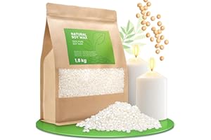 molinoRC 1,8 kg Cera di soia per Candele - Prima qualità - 100% Naturale, biodegradabile, Senza additivi - Combustione Pulita, Ideale per profumate - per stampi e Contenitore - Pratiche pastiglie