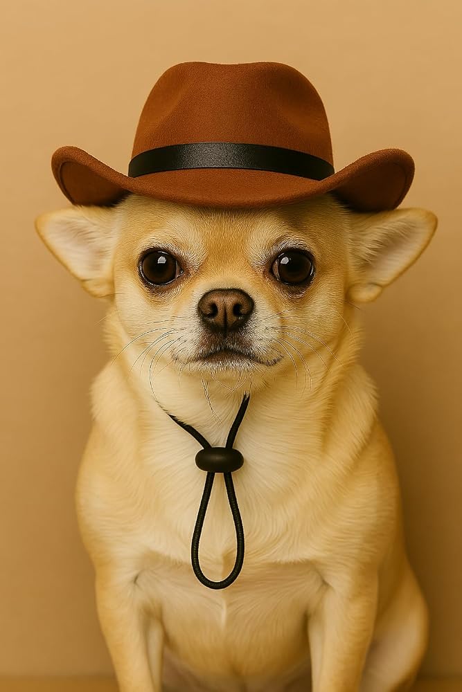 Kedi ve Küçük Irk Köpek Kovboy Şapkası, Keçe Malzeme, Unisex, Ayarlanabilir Lastikli Askı, Özel Günler ve Fotoğraf Çekimleri İçin