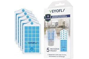 VEYOFLY Recharge pour piège à Insectes Volants, piège à glu, Attrape-Insectes intérieurr, piège à puces intérieur, Maison Plus sûre, piège à moustiques et Mouches des Fruits intérieur (Lot de 5)