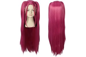 Linfairy Peluca larga y recta para disfraz de Halloween fiesta cosplay anime unisex (Rosa, Small)
