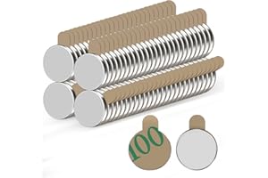JEWAN 100 imanes autoadhesivos de 8 x 1 mm, nevera pequeña, adhesivo mini neodimio, imán potente plano para pizarra magnética, blanco, refrigerador, artesanía, fotos