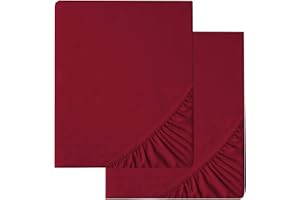 ‎AQUA-TEXTIL aqua-textil Luxury Bettwäsche zum Kombinieren Doppelpack 140 x 200 cm Spannbettlaken Bordeaux rot Baumwolle Mako Satin Bettlaken