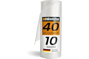 Hinrichs Rotolo di Pluriball Imballaggio 10m - 100% Riciclabile - Materiale per oggetti fragili, Bolle - Pluriboll